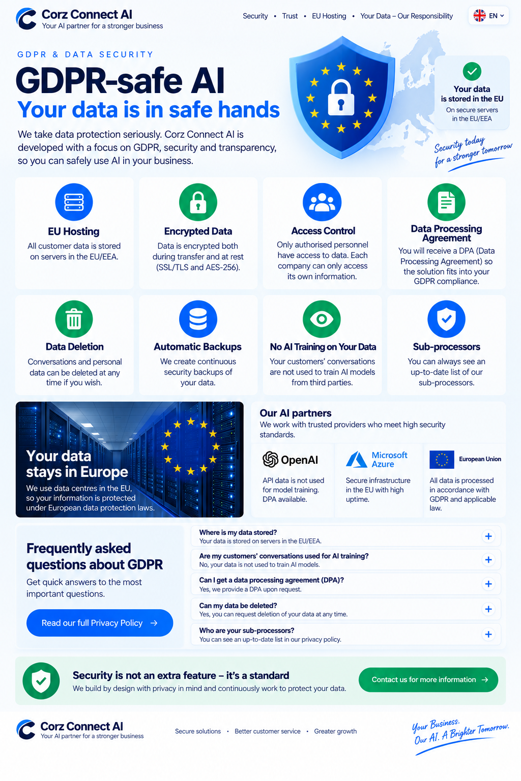 GDPR and data security at Corz Connect AI